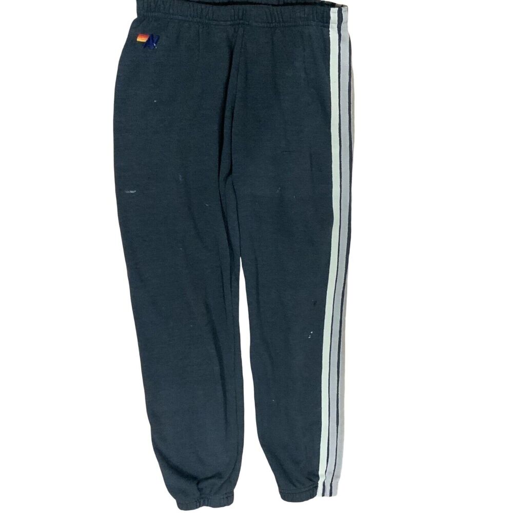 AVIATOR NATION 5 Stripe Sweatpants Charcoal Grey Size S